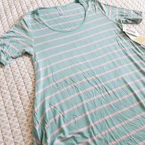 NWT Lularoe Perfect T XXS Mint Pink Stripe Shirt